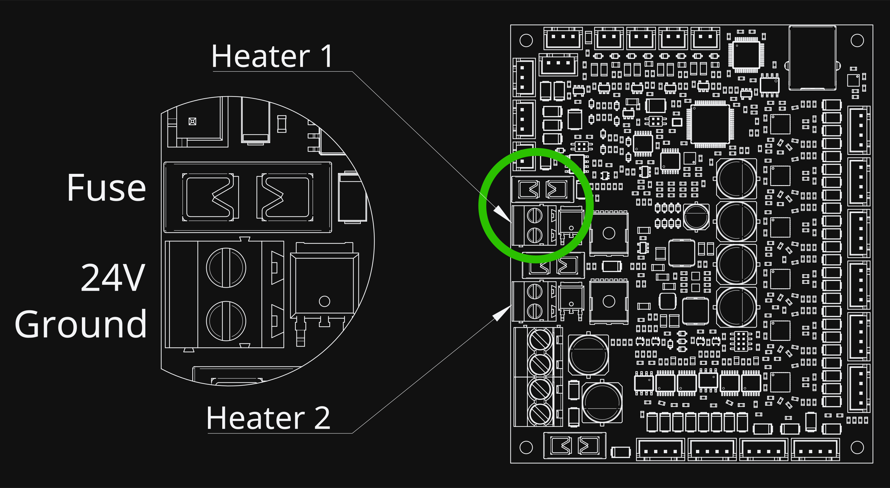 Prunt Board 3 heater connectors