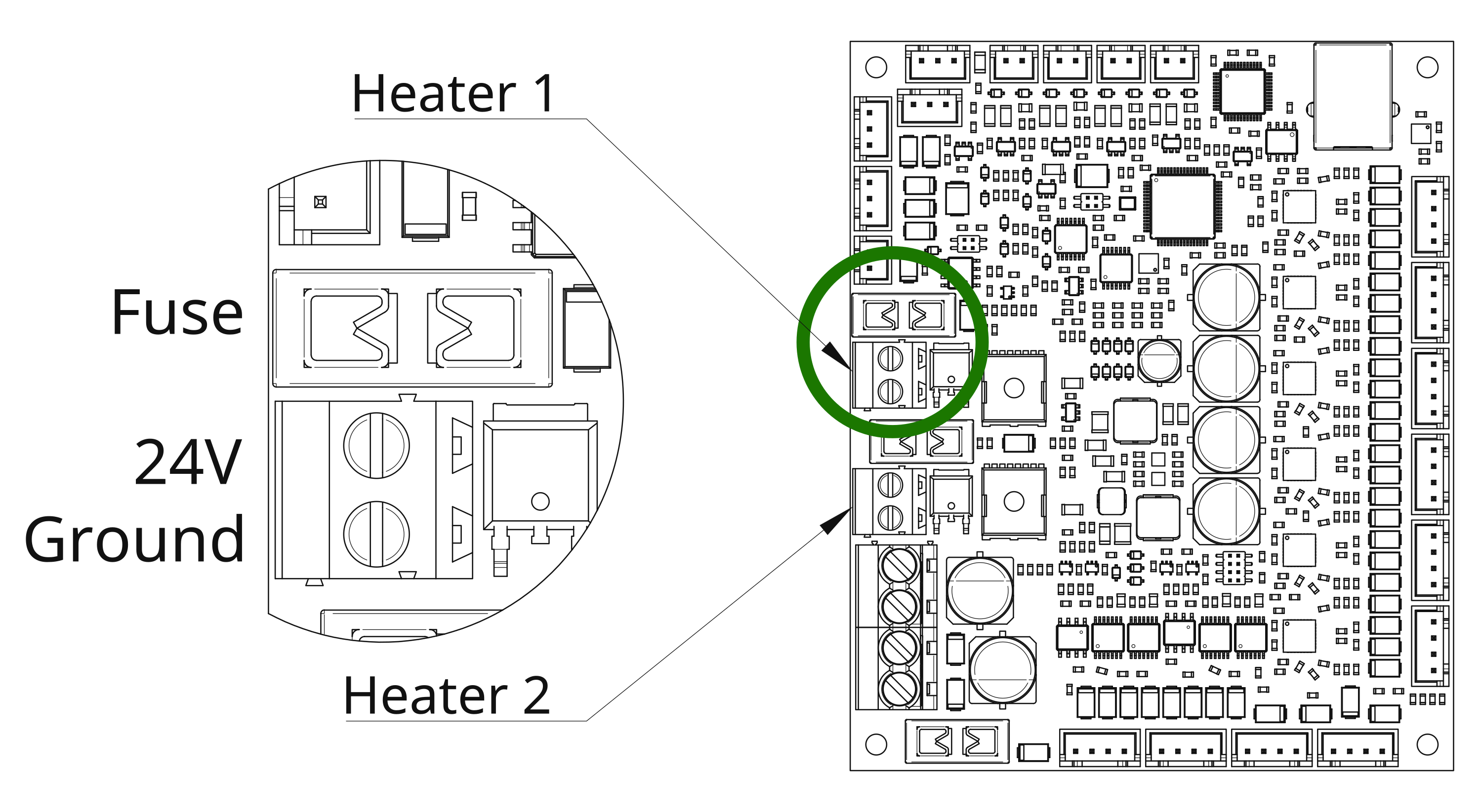 Prunt Board 3 heater connectors